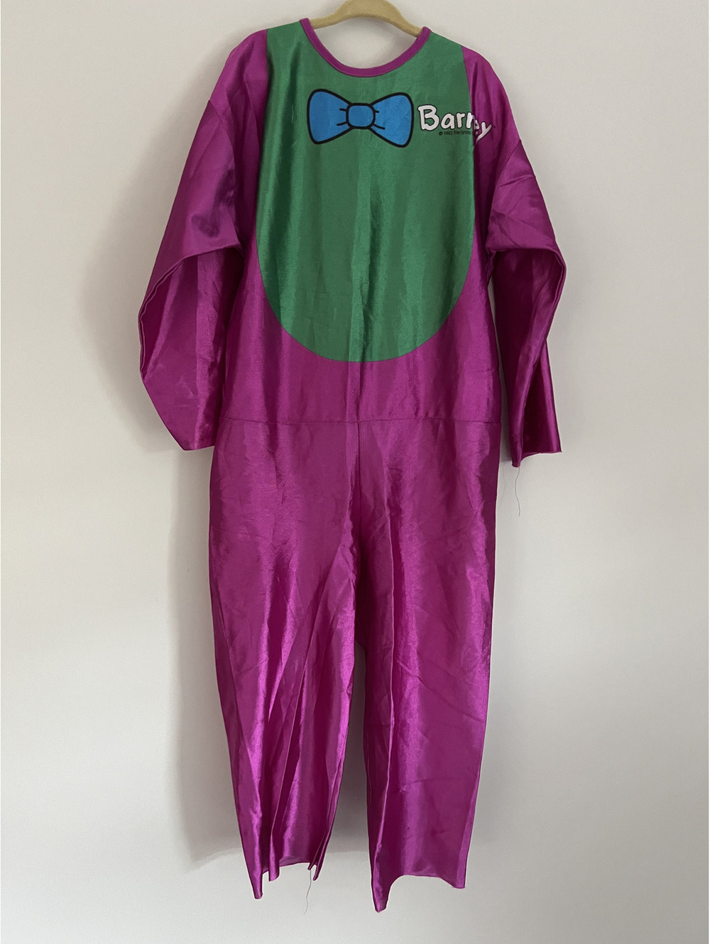 Vintage 1992 Barney the Dinosaur Satin Costume Jumpsuit, The Lyons Group